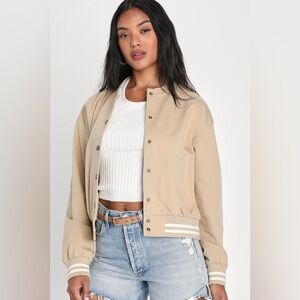 Beige Bomber Jacket